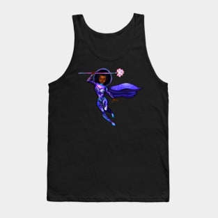 Black anime superhero girl from outer space with cape ! beautiful  black girl with Afro hair, brown eyes, Cherry pink lips and dark brown skin. Hair love ! Tank Top